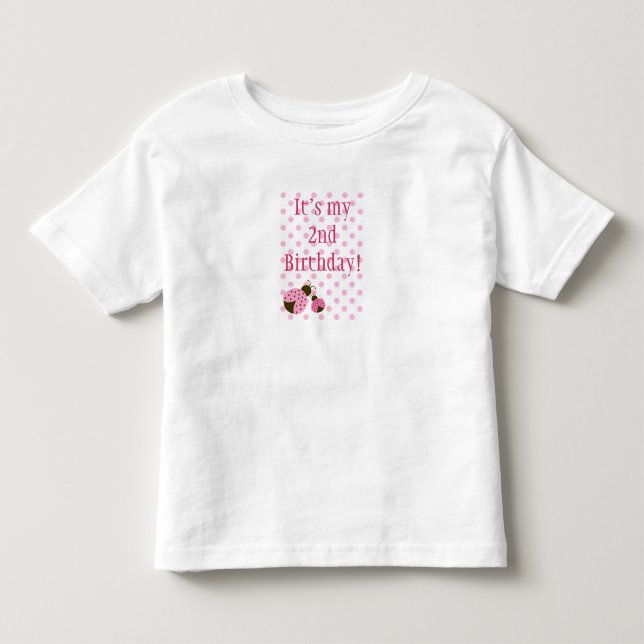 Cute rosa nyckelpiga Flickas födelsedag t-shirt (Framsida)
