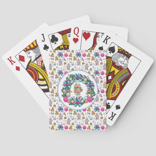 Cute Rosa och blått julklackande andning Casinokort (Baksidan)