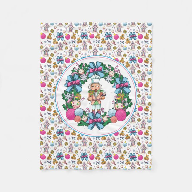 Cute Rosa och blått julklackande andning Fleecefilt (Framsidan)