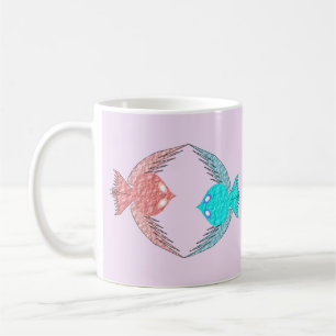 Cute Rosa och Blue Love birds Kaffemugg