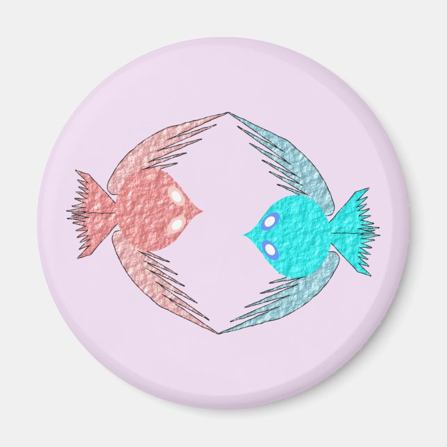 Cute Rosa och Blue Love birds Magnet (Framsidan)