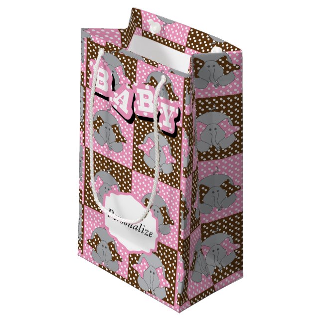 Cute Rosa och Brown Elephant Polka dots (Framsidan Vinklad)