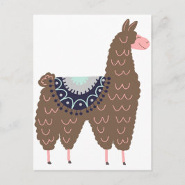 Cute Rosa och Brown Llama Vykort