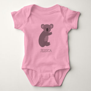 Cute rosa och grått koala bär barnkläder för flick t-shirt