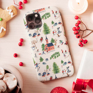 Cute rosa och grönt Alpina lodbad skidlandskap Apr