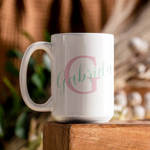 Cute Rosa och Mint och Feminin Typografi Två-Tonad Mugg