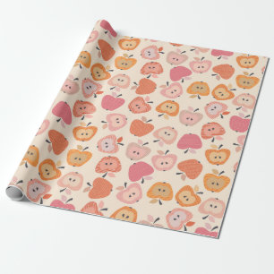 Cute rosa och orange äpple mönster presentpapper