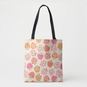 Cute rosa och orange äpple mönster tygkasse