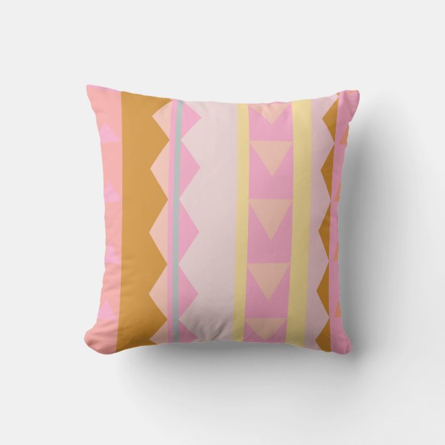 Cute Rosa och Pastel Färg Geometric Mönster Kudde (Framsida)