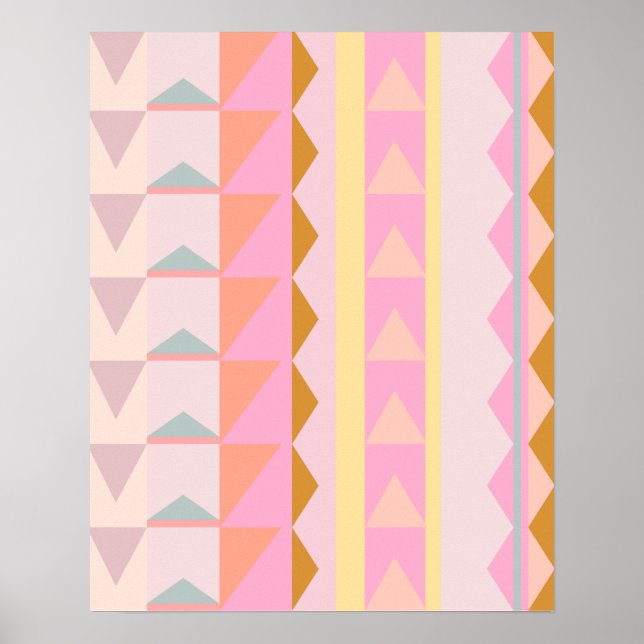 Cute Rosa och Pastel Färg Geometric Mönster Poster (Framsidan)