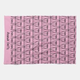 Cute Rosa och svart Coconut Träd silhuette Kökshandduk