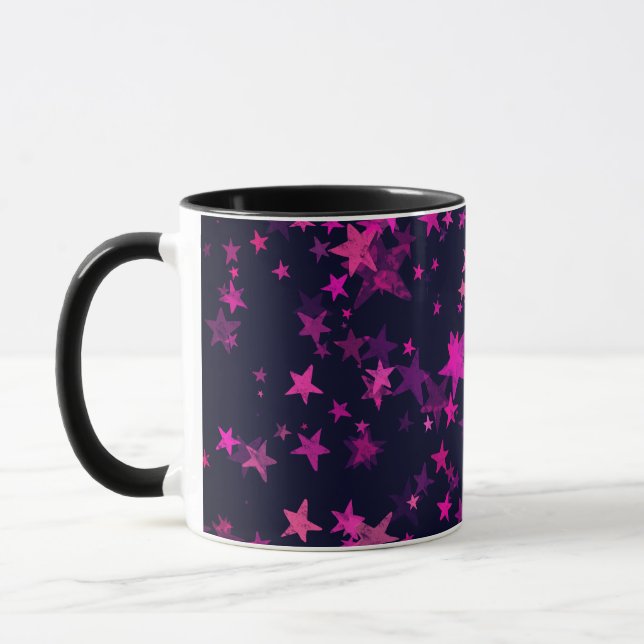 Cute Rosa och svart Cosmic Star Mönster Mugg (Vänster)
