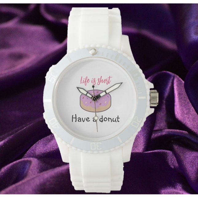 Cute Rosa och svart har en Donut-ruta Armbandsur (Skapare uppladdad)