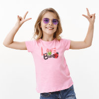 Cute Rosa och svart Kärlek Kryp Barn T-Shirt