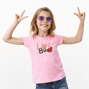 Cute Rosa och svart Kärlek Kryp Barn T-Shirt
