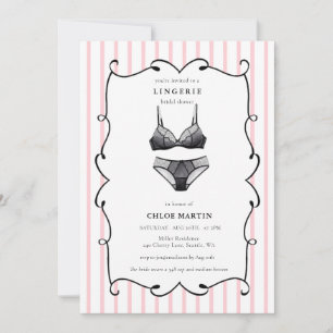 Cute Rosa och svart Lingerie-Möhippa Inbjudningar