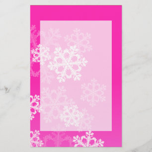 Cute rosa och vit jul snöflingor brevpapper