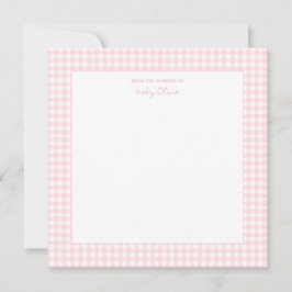Cute Rosa och white gingham Square Flicka Tack Kort