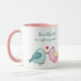 Cute Rosa och White Valentines day Love birds Mugg