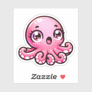 Cute Rosa Octopus Anpassningsbar-klippta vinylStic Klistermärken