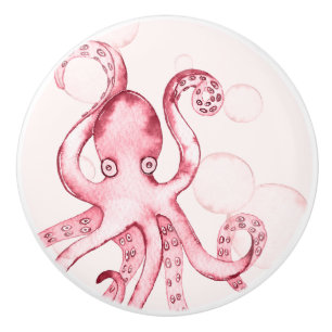 Cute Rosa Octopus Sea Life Flicka Nursery Knopp