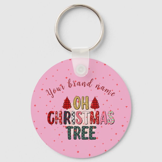 Cute rosa OH Julgran Bulk-affärsgåva Nyckelring (Framsida)