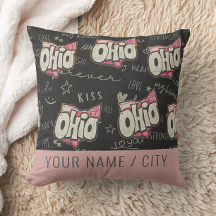 Cute rosa Ohio kärlek mönster dekoration Kudde