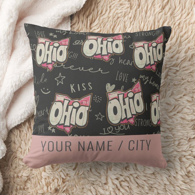 Cute rosa Ohio kärlek mönster dekoration Kudde (Skapare uppladdad)
