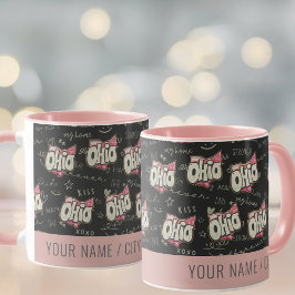 Cute rosa Ohio kärlek mönster Mugg