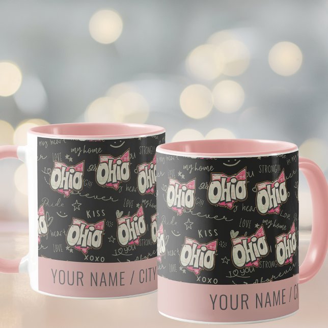 Cute rosa Ohio kärlek mönster Mugg (Skapare uppladdad)