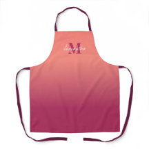 Cute Rosa Ombre with Namn Monogram Apron