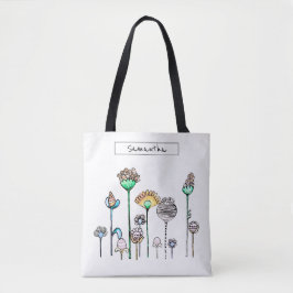 Cute Rosa Orange Blue Vår Blommigt Tygkasse