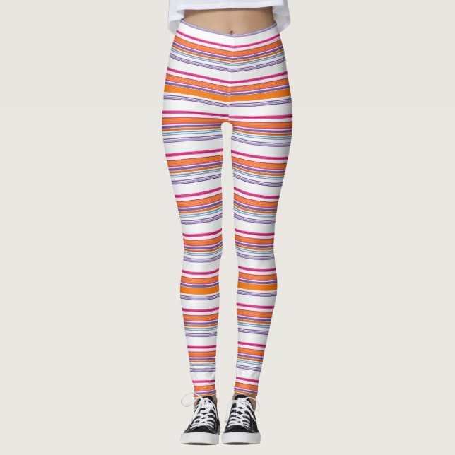 Cute rosa orange rand leggings (Framsida)