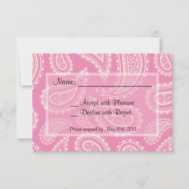 Cute Rosa Paisley Girl Baby Shower OSA kort (Framsida)