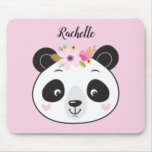 Cute Rosa Panda Ansikte Girly-Personlig Musmatta