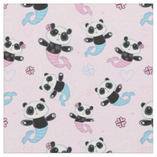 Cute Rosa Panda Bear-Sjöjungfruar Tyg