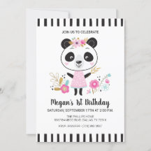 Cute Rosa Panda Girls 1:a födelsedag Party