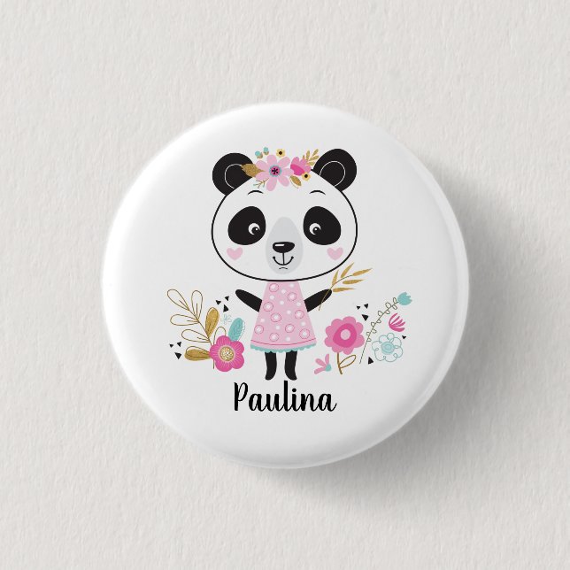 Cute Rosa Panda Girly Knapp (Framsida)
