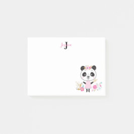 Cute Rosa Panda Girly Monogram Post-it Block