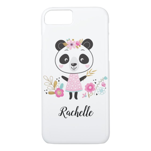 Cute Rosa Panda Girly Personlig Case-Mate iPhone Skal (Baksida)