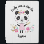 Cute Rosa Panda Girly Personlig iPad Skydd<br><div class="desc">En söt personlig-panda,  ett back to school-ipad-fall. Vilken tjej är inte kärlek en bra panda med blommor? Det här söta ipad cover är en perfekt till dina flickors roligt back to school förråd. Baksidan av planeraren hade en guld och vit polka punkt mönster. Designad av Blackberry Boulevard.</div>