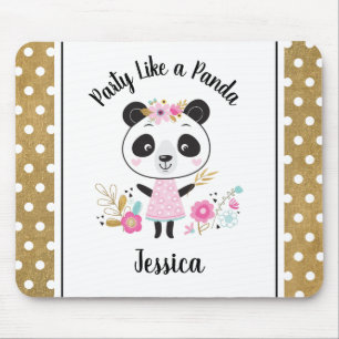 Cute Rosa Panda Girly-Personlig Musmatta