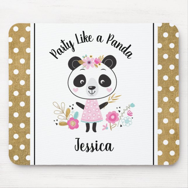 Cute Rosa Panda Girly-Personlig Musmatta (Framsidan)