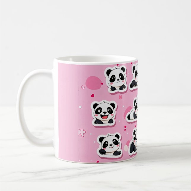 Cute Rosa Pandas Kaffemugg (Vänster)