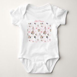 Cute Rosa Parisian Blommigt Baby Bodykostym T Shirt
