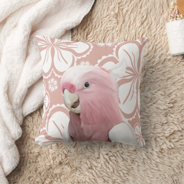 Cute Rosa Parrot på Blommigten för Ljus rosa Abstr Kudde (Filt)