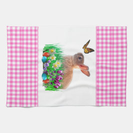 Cute Rosa Påsk Rabbit Kitchen Towel Kökshandduk