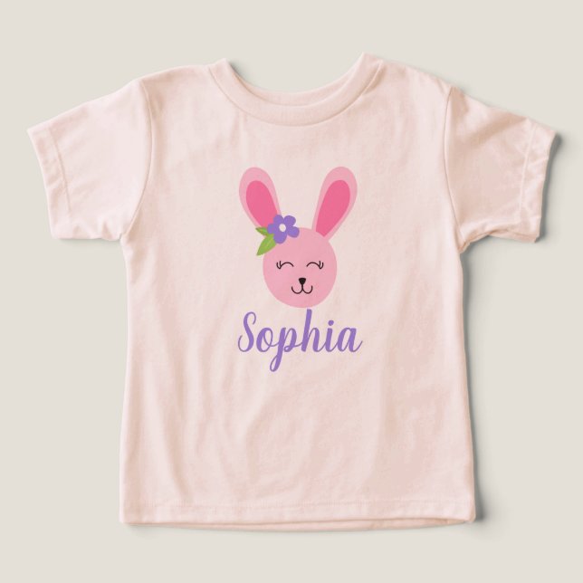 Cute Rosa Påskhare Girl Girl Personlig T Shirt (Design Framsida)