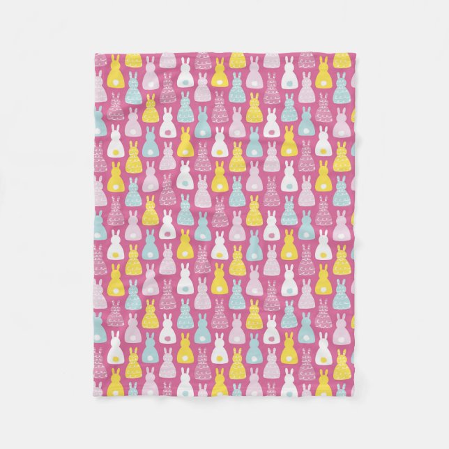 Cute rosa Påskhare kanin mönster Fleecefilt (Framsidan)