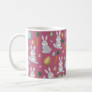 Cute Rosa Påskhare Rabbit Mönster Kaffemugg
